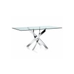Homy france - table repas jessica xxl verre transparent 180x90cm