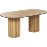 Table de cuisine rustique avec plateau ovale et pieds en bois d'h�v�a 180 x 100 cm bois de fr�ne naturel ...