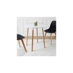 The home deco factory - table  manger ronde 76x75, 5 cm en htre naturel et blanc