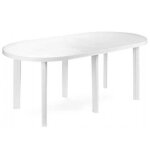 Progarden ? table de jardin ovale en r�sine blanche 181x90cm ? 100% recyclable ? r�sistante aux intemp�ries ...