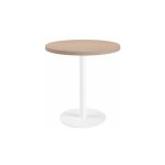 Sans marque - table de réunion ronde chêne clair ø 80 cm - piétement blanc - arch - maxiburo Sans marque - table de réunion ronde chêne clair ø 80 cm - piétement blanc - arch - maxiburo