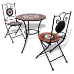 Table ronde et 2 chaises de jardin mosa�qu�es mel
