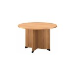 Table ronde ch�ne ambr� pi�tement croix - jazz