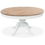 Table ronde extensible en bois massif sidonie blanc
