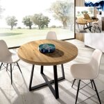 Table ronde extensible ? 4 � 6 personnes ? ch�ne nordique ? dimensions l110 x p110 / 158 x h77 cm ? pieds ...