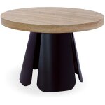 Table ronde extensible henriette ch�ne clair pieds noir