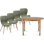Hellin - table ronde extensible pieds tournés d105 + 4 chaises tissu - victoria Hellin - table ronde extensible pieds tournés d105 + 4 chaises tissu - victoria