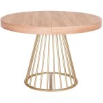 Cotecosy - table ronde extensible soare chêne clair pieds or Cotecosy - table ronde extensible soare chêne clair pieds or