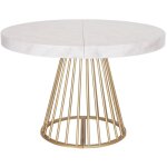 Cotecosy - table ronde extensible soare effet marbre pieds or