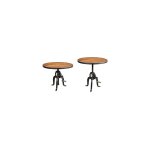 Antic line créations - table ronde à manivelle 70 cm en manguier et fer Antic line créations - table ronde à manivelle 70 cm en manguier et fer
