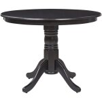 Table ronde salle � manger vintage 100 cm avec pied central en bois noir akron