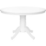 Beliani - table ronde salle � manger vintage 120 cm avec pied central en bois blanc akron