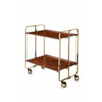 Table roulante pliante bauhaus chssis recouvert d'un bain d'or - loupe d'orme - don hierro