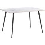 Beliani - table de salle à manger 120 x 80 cm plateau effet marbre blanc et pieds en métal noir pour ... Beliani - table de salle à manger 120 x 80 cm plateau effet marbre blanc et pieds en métal noir pour ...