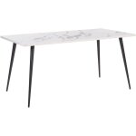 Beliani - table de salle � manger 160 x 80 cm plateau effet marbre blanc et pieds en m�tal noir pour ...