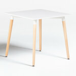 Sklum - table de cuisine carrée 80x80 cm en bois de hêtre et mdf royal blanc Sklum - table de cuisine carrée 80x80 cm en bois de hêtre et mdf royal blanc