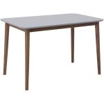 Table de salle � manger ou cuisine rectangulaire plateau gris en mdf et pieds en bois clair style r�tro ...