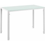 Table de salle � manger cuisine salon verre pieds acier 105 cm blanc