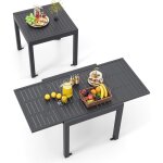 Table de salle � manger extensible de 80 � 160 cm, table d'ext�rieur en aluminium pour 4 � 6 personnes ...