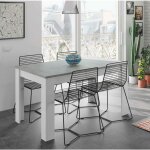 Table de salle à manger extensible, couleur béton et blanc artik, dimensions 140 x 78 x 90 cm Table de salle à manger extensible, couleur béton et blanc artik, dimensions 140 x 78 x 90 cm