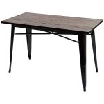 Hhg - table pour salle  manger 484a, gastronomie, bois d'orme, standards mvg, noir - marron 120x60 cm ...