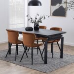 Hellin - table  manger extensible 160 / 240 cm en cramique aspect marbre noir