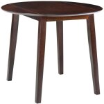 Table de salle � manger ronde � abattant mdf marron