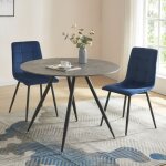 [en. casa] - table de salle  manger ronde fitjar mdf acier 100 x 75 cm effet bton noir