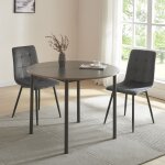 [en. casa] - table de salle � manger ronde lindesberg mdf acier 100 x 75 cm gris effet ch�ne noir
