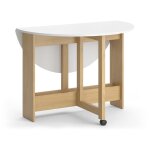 Vicco - table de salle � manger rondo, ch�ne dor� / blanc, 100 x 100 cm d�pliable