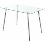 Helloshop26 - table de salle � manger verre tremp� acier 75 x 110 x 70 cm chrome