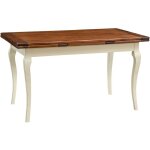 Biscottini - table de style country extensible en bois massif de tilleul chssis blanche vieillie surface ...