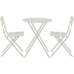Table de terrasse ronde pliante et 2 chaises pliantes beige clair