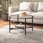 Table � th� noir et transparent 70 cm verre tremp�
