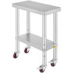 Table de travail cuisine 30x61x85 cm table de travail inox avec roulettes et freins grande capacite de ...