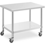 Table de traiteur en mtal sur roulettes avec tagre steel 70 x 100 cm