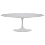 Table tulipe ovale - plateau blanc brillant - largeur 200 cm - pitement blanc brillant