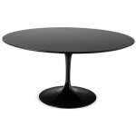 Table tulipe ronde 140 cm noir mat et pied noir brillant