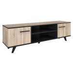 Les tendances - meuble tv wayne style ch�ne et noir 46x151x39 cm