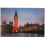 Tableau avec 8 led tour big ben londres 60 x 40, 2 piles aa led pictures - jandei