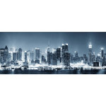 Tableau bleu et blanc grande ville am�ricaine | tableau sur toile new york vue de nuit pour chambre | ...