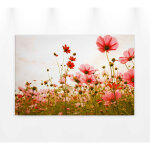 Tableau champ de fleurs roses | tableau d�coration murale cuisine & salon | tableau fleuri printemps ...