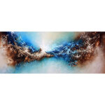 Tableau color� bleu et marron pour bureau | tableau sur toile moderne abstrait pour salon | tableau original ...