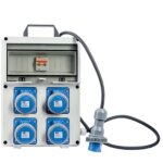 Tableau de compteur e'lectrique portable 4 prises 3kw avec disjoncteur pour chantiers