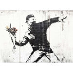 Tableau connu lanceur de fleurs | tableau street art noir & blanc pour salon | tableau sur toile moderne ...