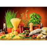 Tableau cuisine nourriture italienne | tableau color vert & rouge ptes & plantes aromatiques | tableau ...