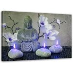 Tableau dco bougie buddha zen orchide 90x60