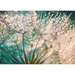 Tableau fleur turquoise & dor | tableau printemps pour salle de bain | tableau sur toile fleuri parfait ...