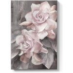 Tableau imprim� rose - fleurs roses - gris - art mural - d�coration moderne - pour salle � manger, salon, ...
