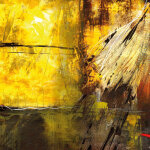 Tableau moderne jaune et marron pour cuisine | tableau sur toile multicolore effet peinture abstraite ...